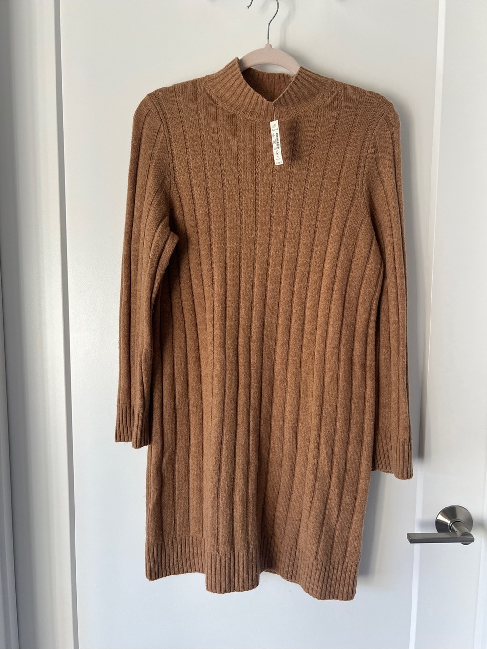 Madewell NWT Ribbed Long-Sleeve Sweater Dress in Brown